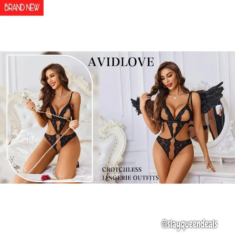 Sexy Lace Bodysuit Deep V Teddy Babydoll One Piece Lingerie